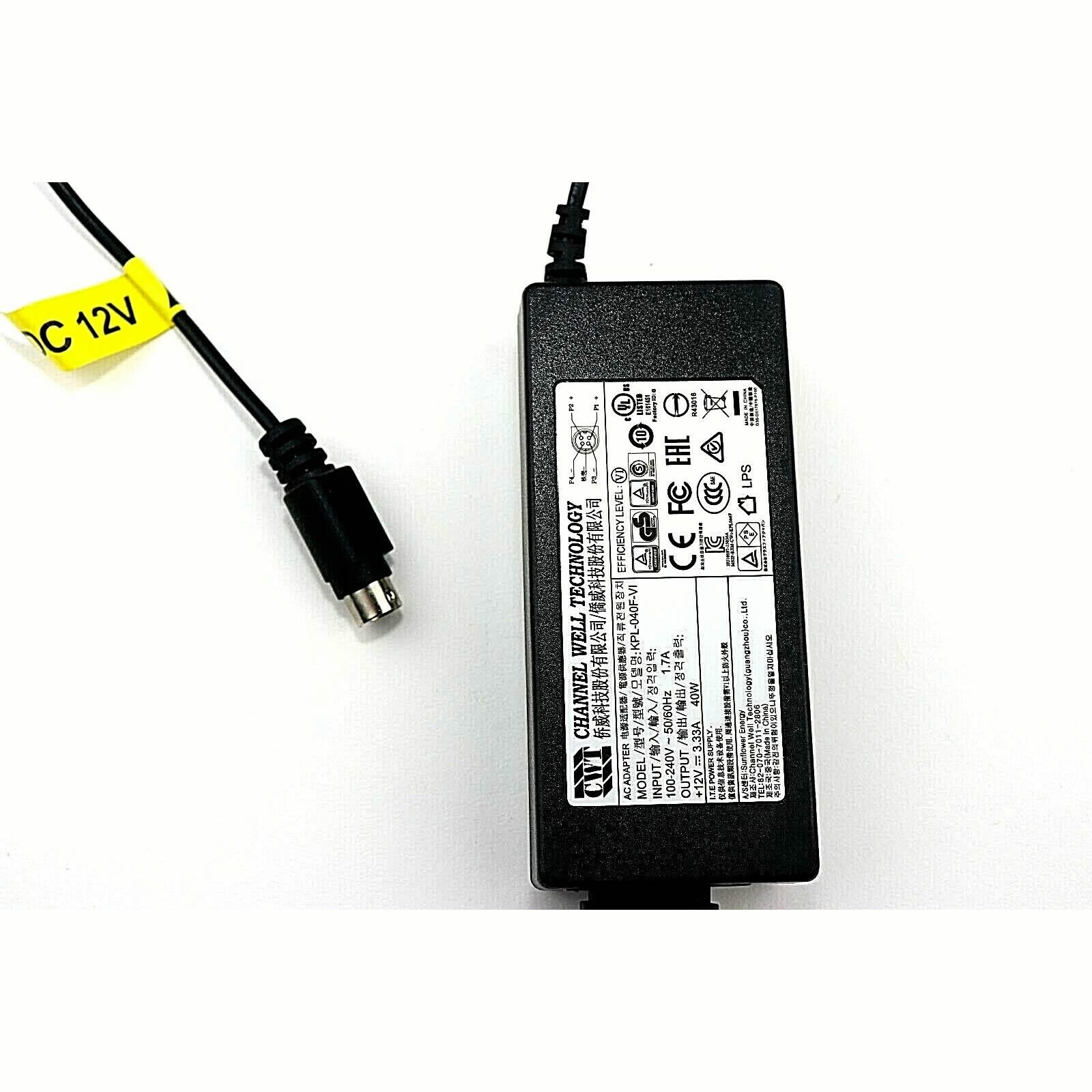 CWT KPL-040F 12V 3.33A 40W Power Charger 4 Pin Original Ac Adapter